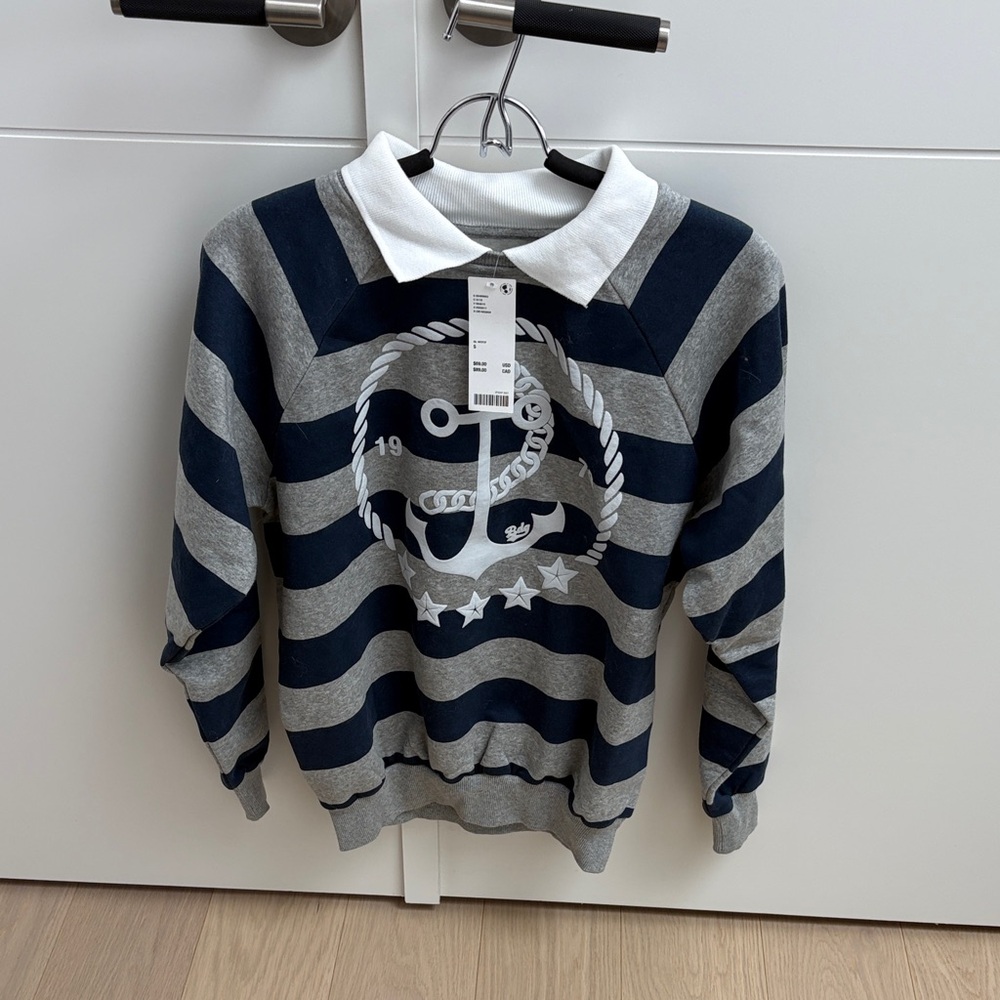 Brand New Urban Outfitters BDG Hayes Anchor Striped Collared Sweatshirt S